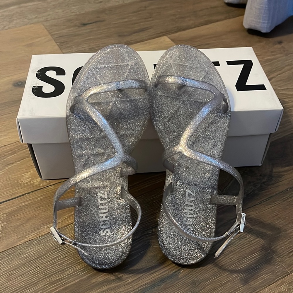 NWT SCHUTZ glitter jelly sandals